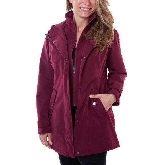 NWOT HFX All-Weather Trench Coat Jacket, Zinfandel - Picture 3 of 3